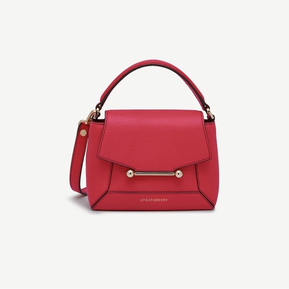 Strathberry Mosaic Nano in Raspberry with Burgundy Stitch (new in a box) - Picture 12 of 15